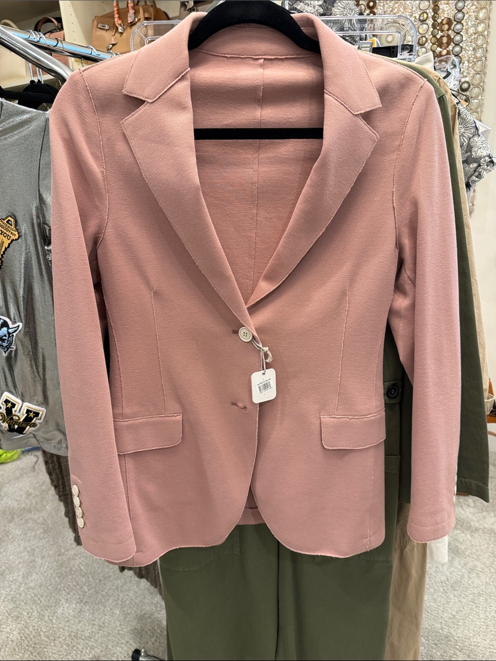 NWT Eleventy Rose Pink Single-Button Tailored Blazer